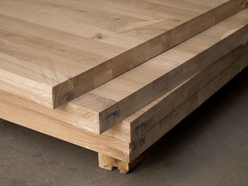 Solid wood edge glued panel Oak Rustic 40x650x1000-3000 mm 2-layer, full lamella, knots black filled
